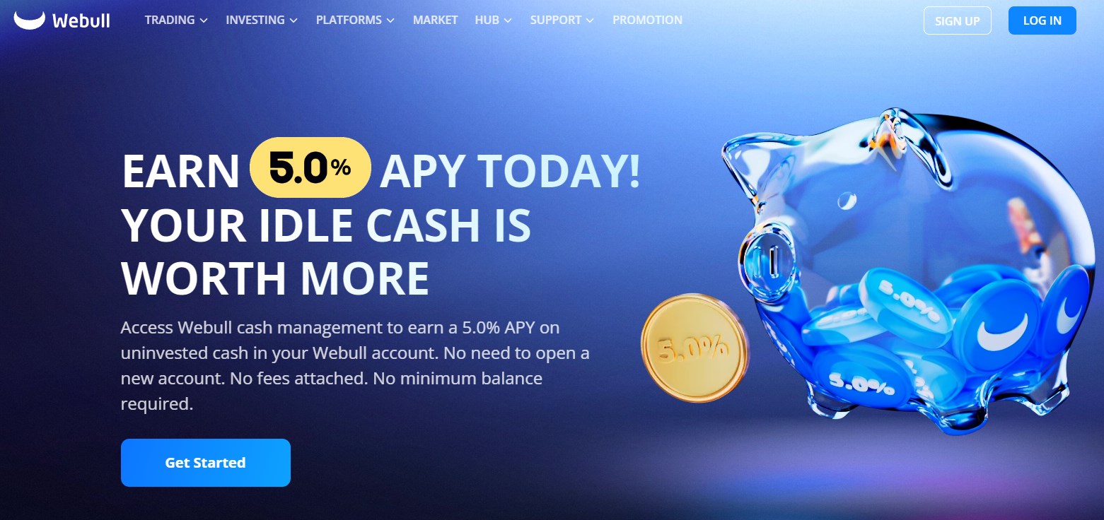 Webull website homepage