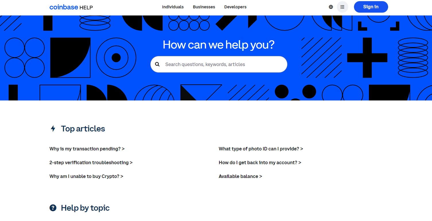 Coinbase website homepage