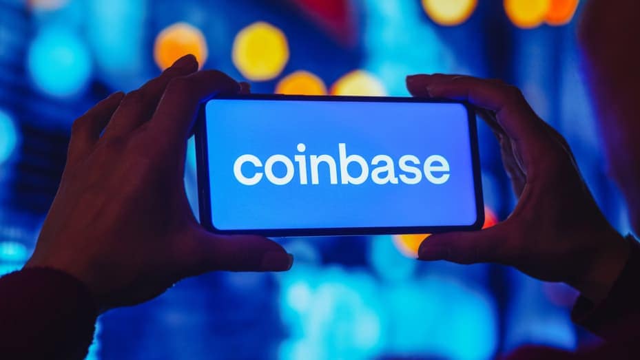 Coinbase's inscription on the phone